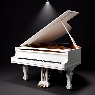 White Grand Piano Spotlight