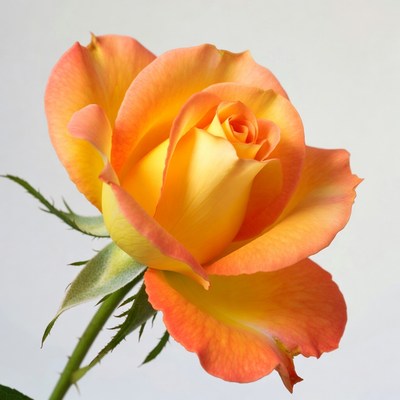 Orange Rose with Stem