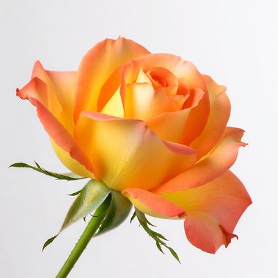 Orange rose flower on white background