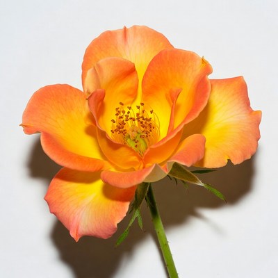 Orange rose flower on white background