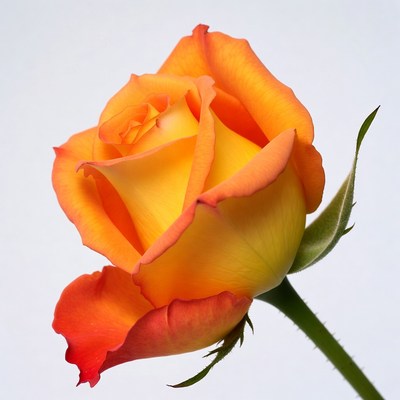 Orange rose on white background