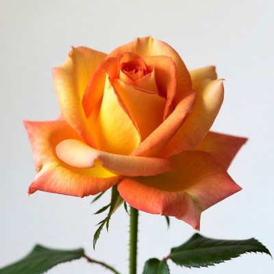 Orange Rose on White Background