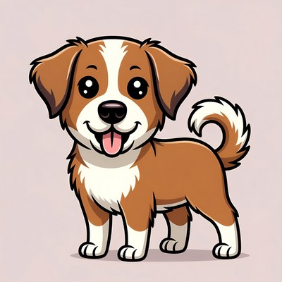 Cute cartoon Bernese mountain dog puppy