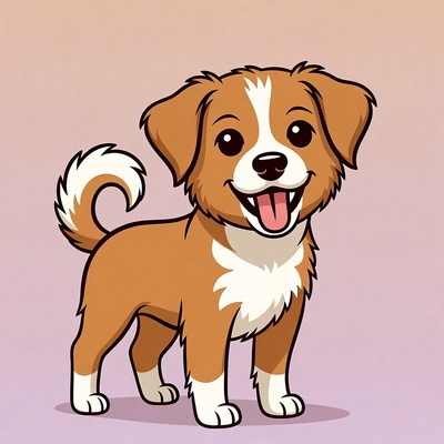 Cute cartoon puppy smiling