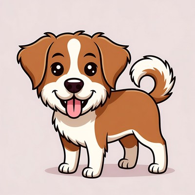 Cute cartoon puppy smiling