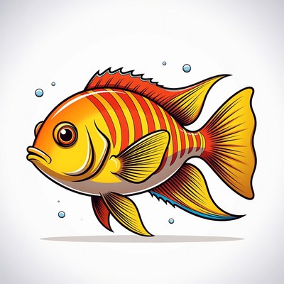 Colorful Striped Angelfish Illustration