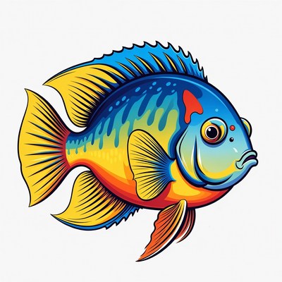 Colorful Blue Angelfish Illustration