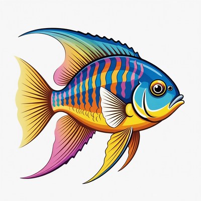 Colorful Tropical Angelfish Illustration
