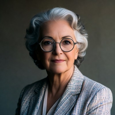 Elderly woman with glasses