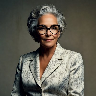 Elderly woman in glasses and blazer