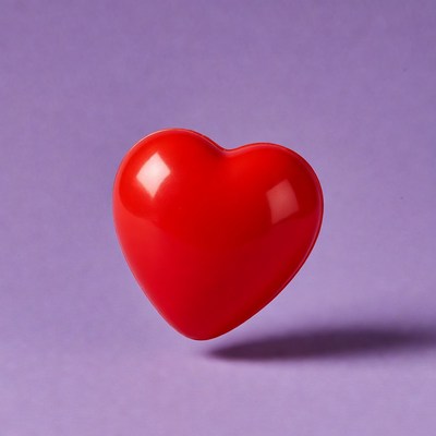 Red heart on purple background