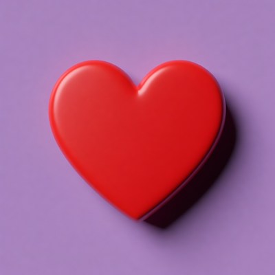 Red heart on purple background