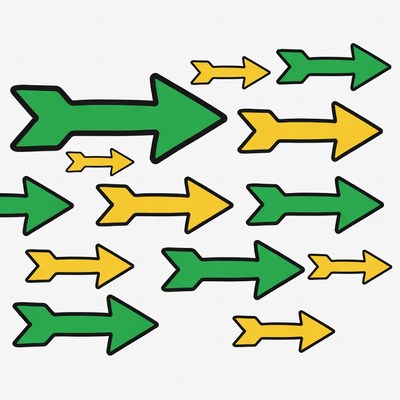 Green and Yellow Arrows Clipart