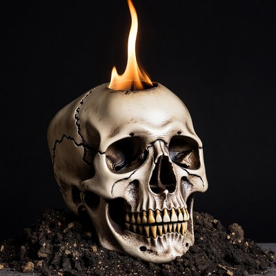 Burning Skull on Dirt