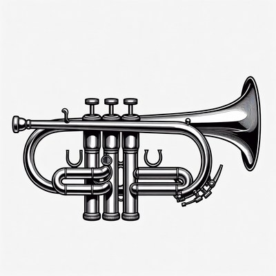 Detailed trumpet illustration