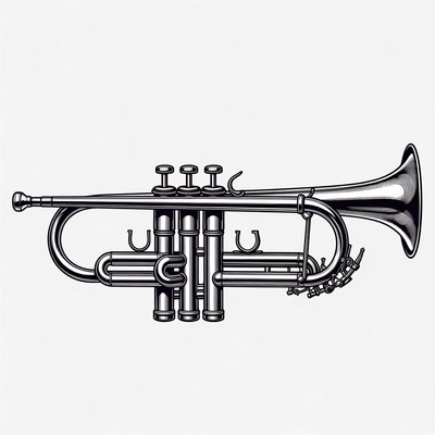 Trumpet illustration on white background
