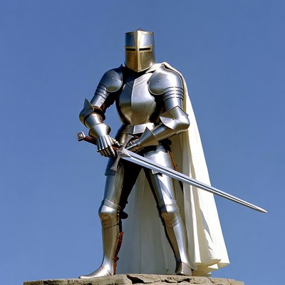 Knight in shining armor with sword