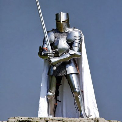 Knight in Shining Armor Holding Sword