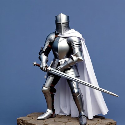 Knight in shining armor with sword