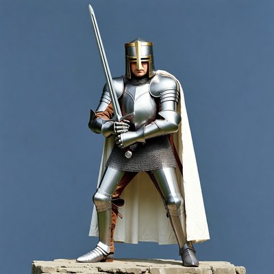 Knight in Armor Holding Sword