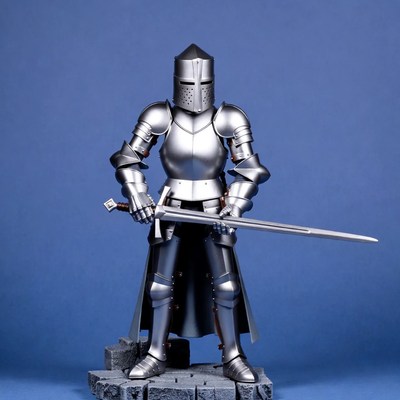 Knight in silver armor with sword