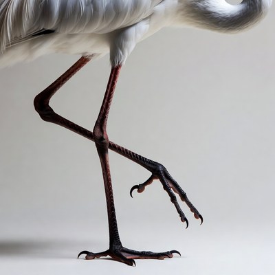 White Heron Standing on Legs