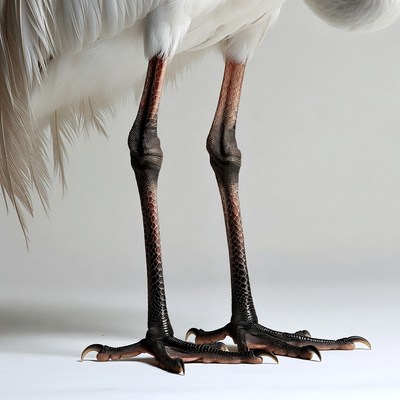 Egret standing on white background