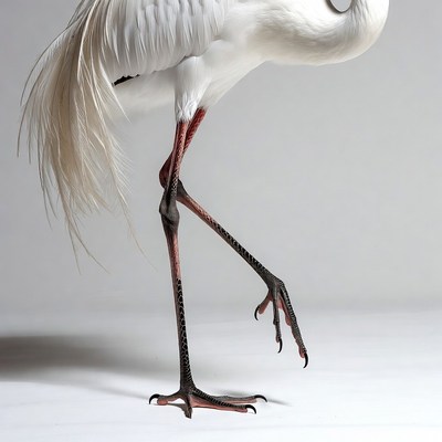 White Heron Standing on Legs