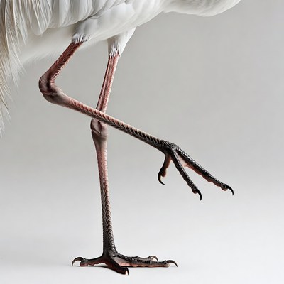 White Heron Standing on Legs