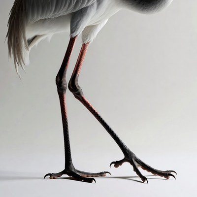 White Heron Standing on Red Legs