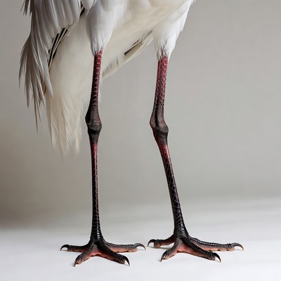 White Heron Standing on Legs