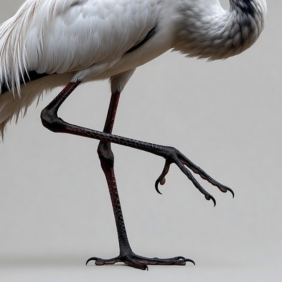 White Heron Standing on Red Legs