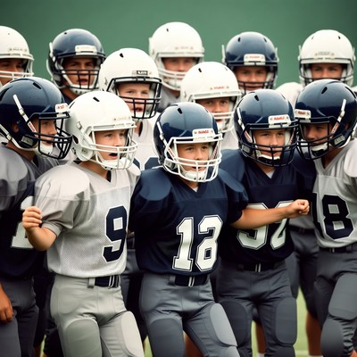 Youth Football Team in Helmets