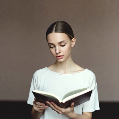 Young woman reading book