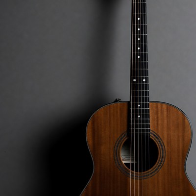 Acoustic Guitar on Gray Background
