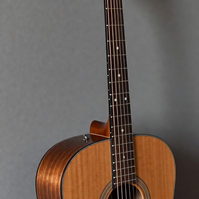 Acoustic Guitar on Gray Background