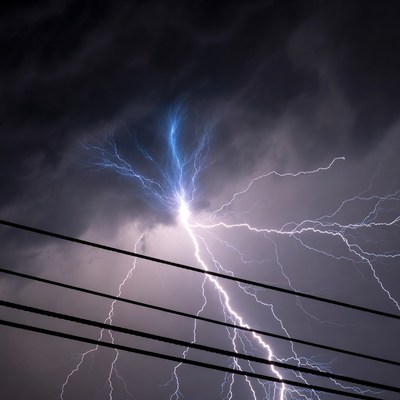 Lightning Striking Power Lines