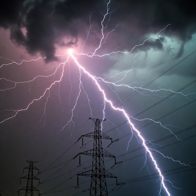 Lightning Striking Power Lines