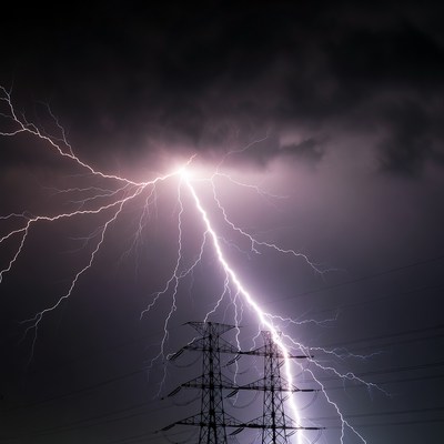 Lightning Striking Power Lines
