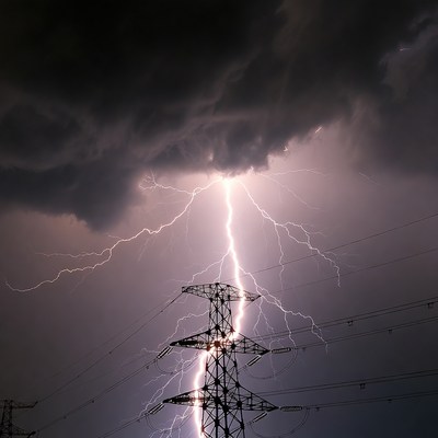 Lightning Striking Power Pole