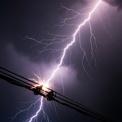 Lightning Striking Power Lines