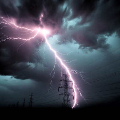 Lightning Striking Power Lines