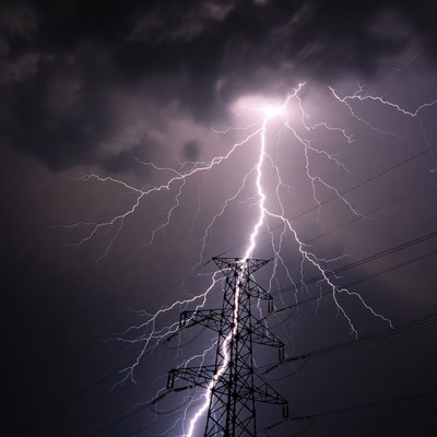 Lightning Striking Power Lines