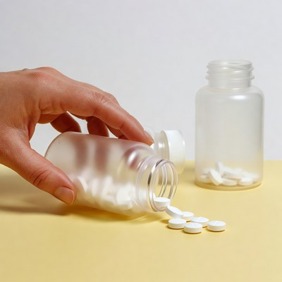 Hand pouring pills from bottle