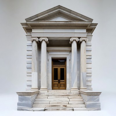 Neoclassical Temple with Columns and Stairs