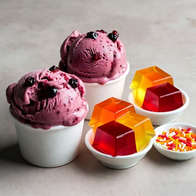 Purple Ice Cream with Jello Cubes