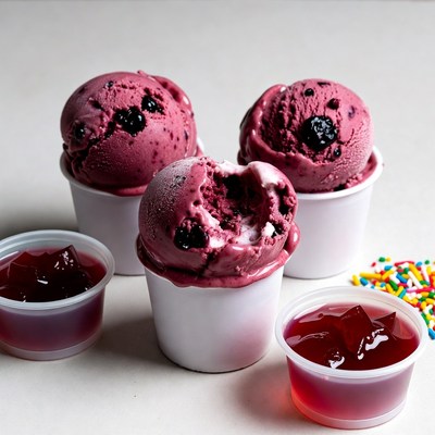 Blueberry Ice Cream in White Cups