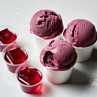 Purple Ice Cream Scoops with Jello Cups
