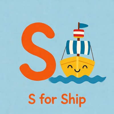 Orange S with Smiling Ship