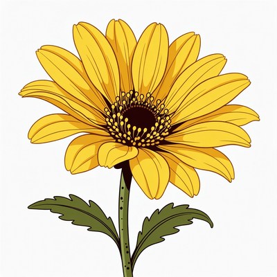 Yellow Gerber Daisy Flower Illustration